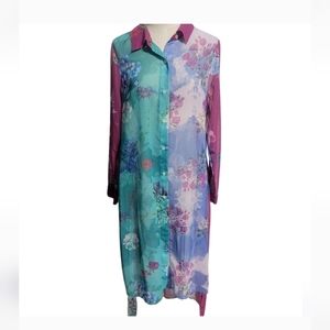 Soft Surroundings S Multicolor Floral Button Down Tunic Shirt/ Jacket NWT